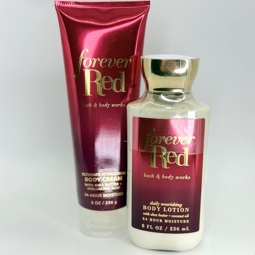 LOT OF 2 Bath & Body Works Forever‎ Red Body Cream Lotion Set 24Hr Moisture New